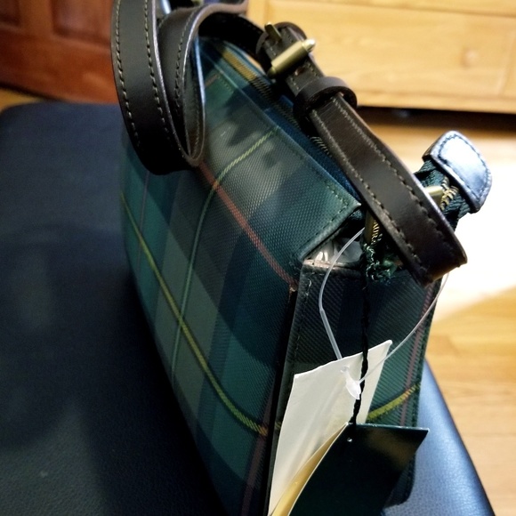 Ralph Lauren Plaid Canvas & Leather Shoulder Bag - Picture 4 of 4